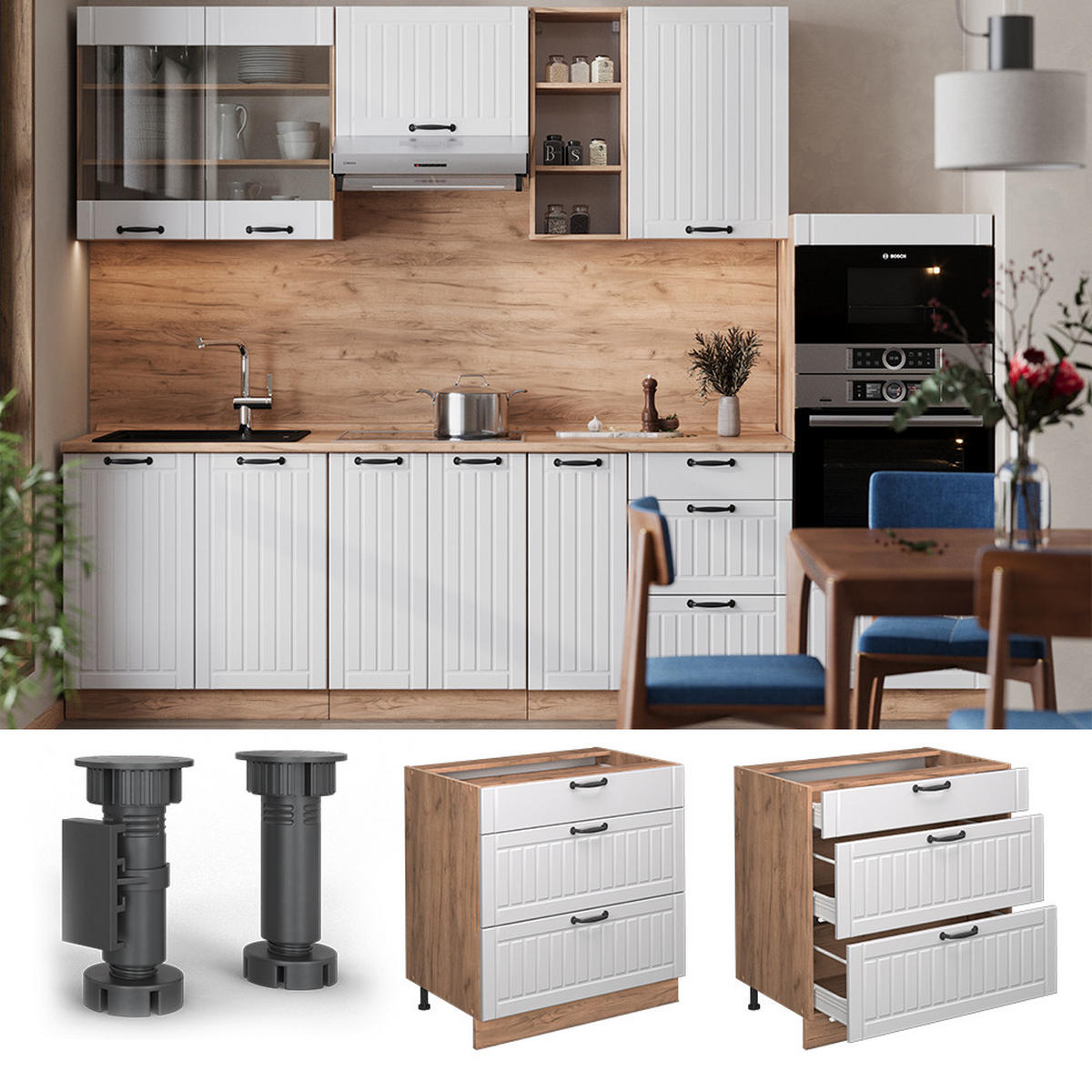 Honigeiche/Weiß, Holzwerkstoff (80/82/60cm) - Vicco