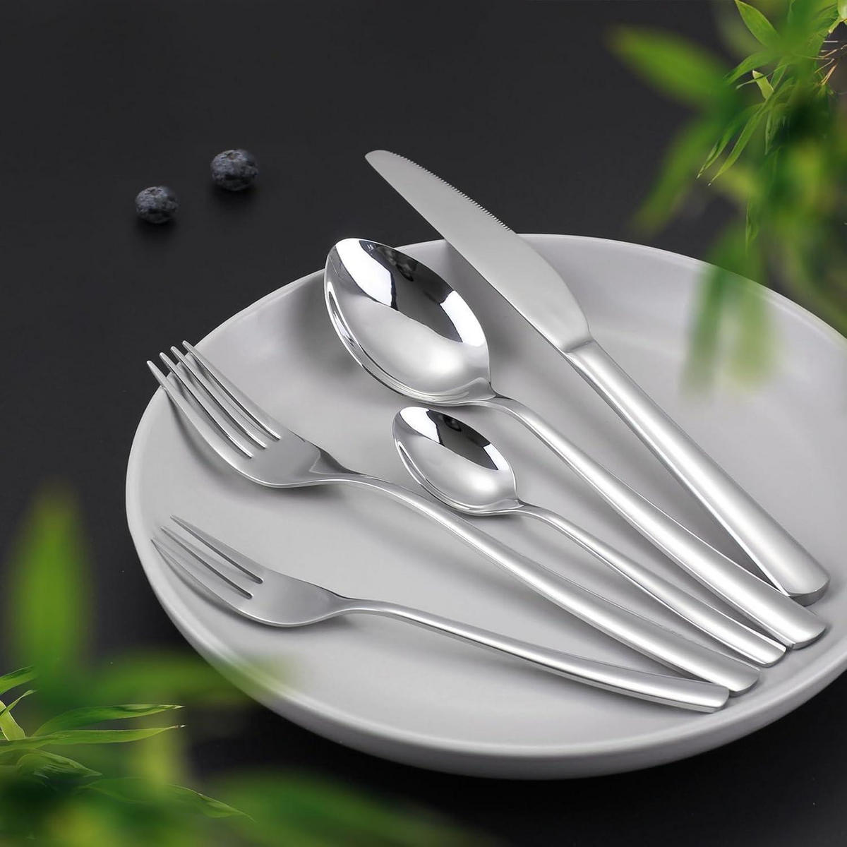 BESTECKSET 30-teilig für 6 Personen Edelstahl spülmaschinenfest silber - Silberfarben, Metall