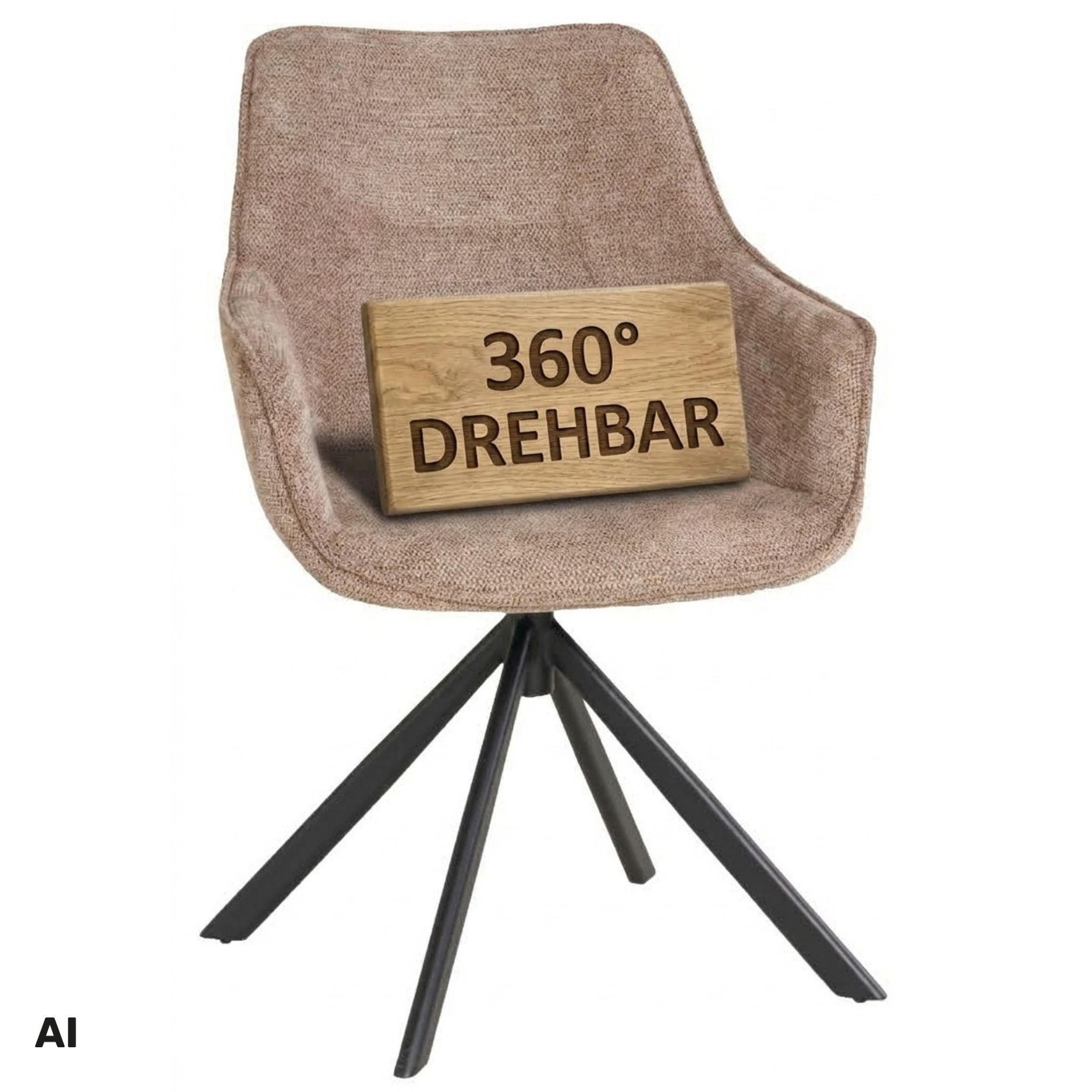 ESSZIMMERSTUHL drehbar San Carlo beige - Beige/Schwarz, Textil/Metall (57/87/67cm) - Mr. Deko