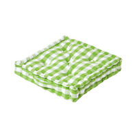 SITZKISSEN grün-weiß kariert 50/50/10 cm - Grün, Textil (50/50/10cm) - Homescapes