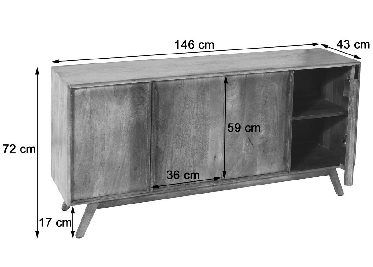 SIDEBOARD Braun - Braun, Holz (146/72/43cm) - MCW