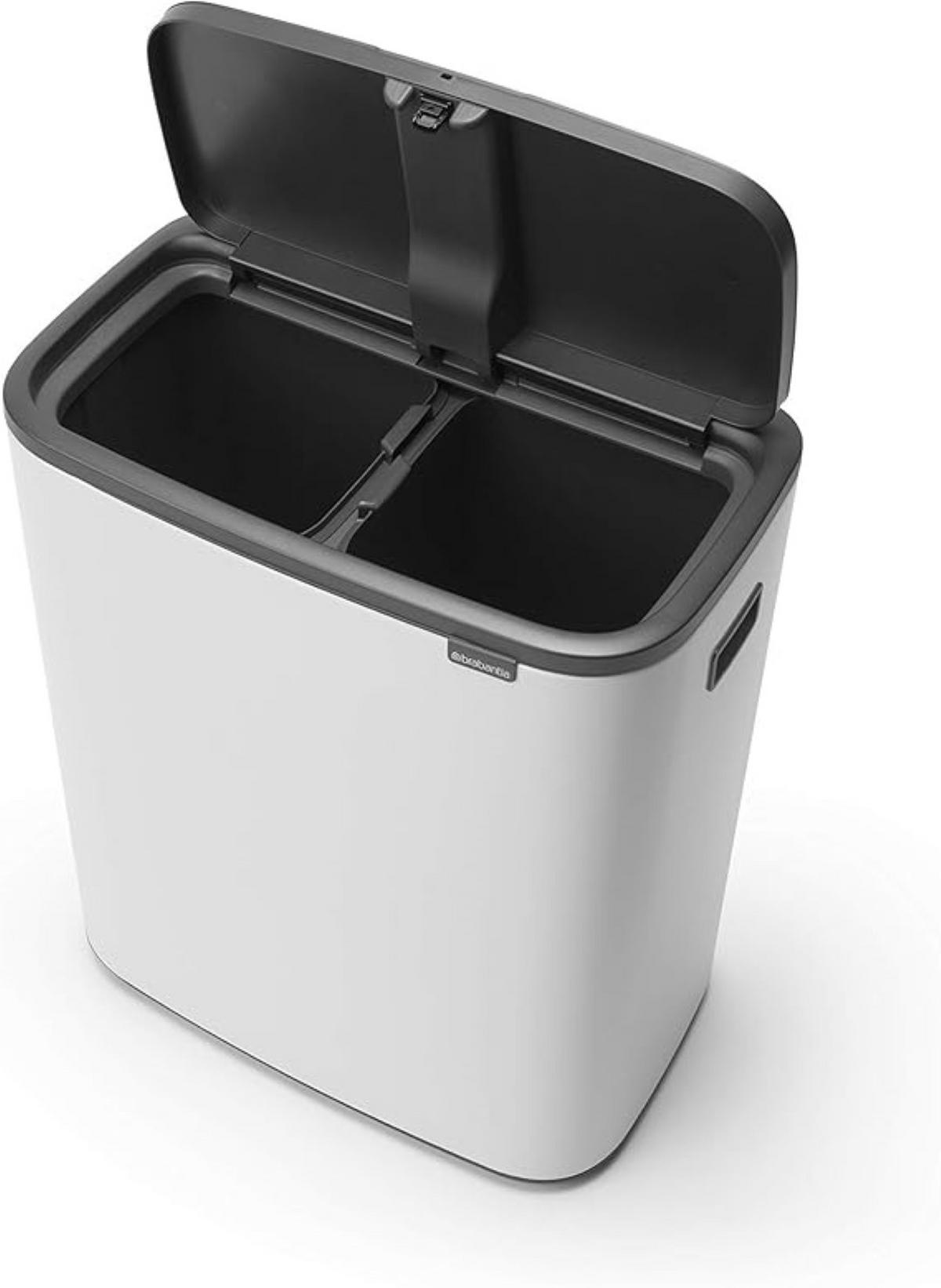 MÜLLEIMER Hochwertiger Mit Touch Öffnung 2 x 30 Liter 65,6 x 54,5 x 31 cm Weiß - Weiß, Metall (54.5/65.6/31cm) - PROREGAL