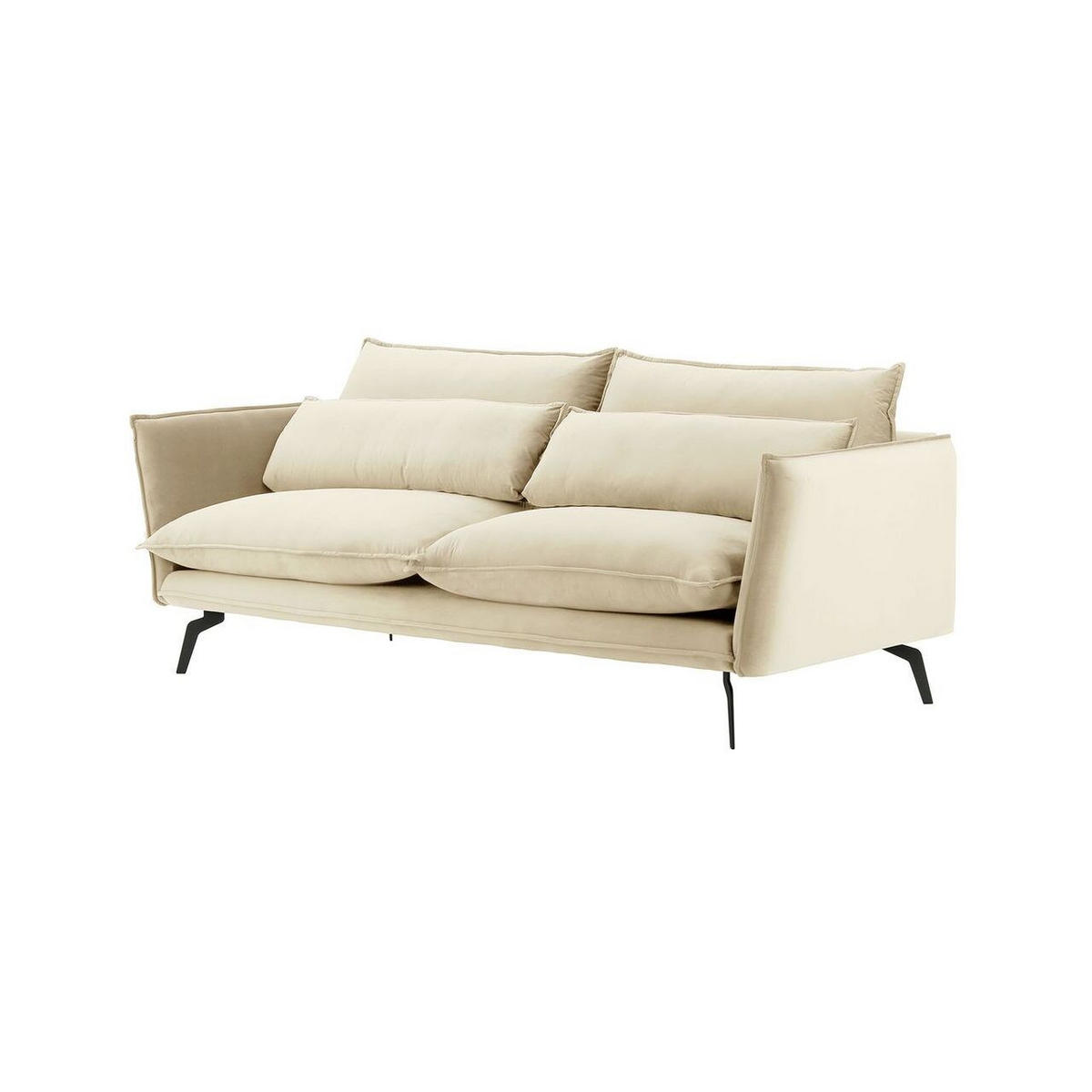 DREISITZER-SOFA Layla-Velluto 2 - Creme, Holz/Textil (237/95/98cm)