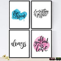 POSTER Set mit 4 glücklich und bunt ‚Immer‘ A3 Rahmenlos - Klar, Papier (29.7/3cm) - Nacnic