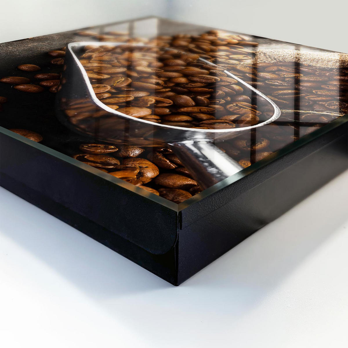 SCHLÜSSELBOX Schwarz 30x30 cm- Türöffnung nach rechts - Kaffeebohnen - Braun, Metall (30/30/5cm) - TULUP