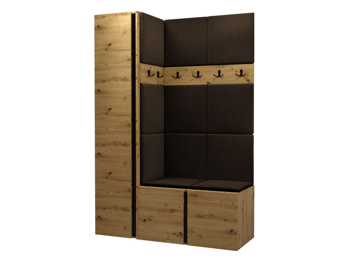 GARDEROBEN-SET Orion IX - Eiche Artisan/Braun, Holzwerkstoff/Kunststoff (124/186/46cm) - MIRJAN24