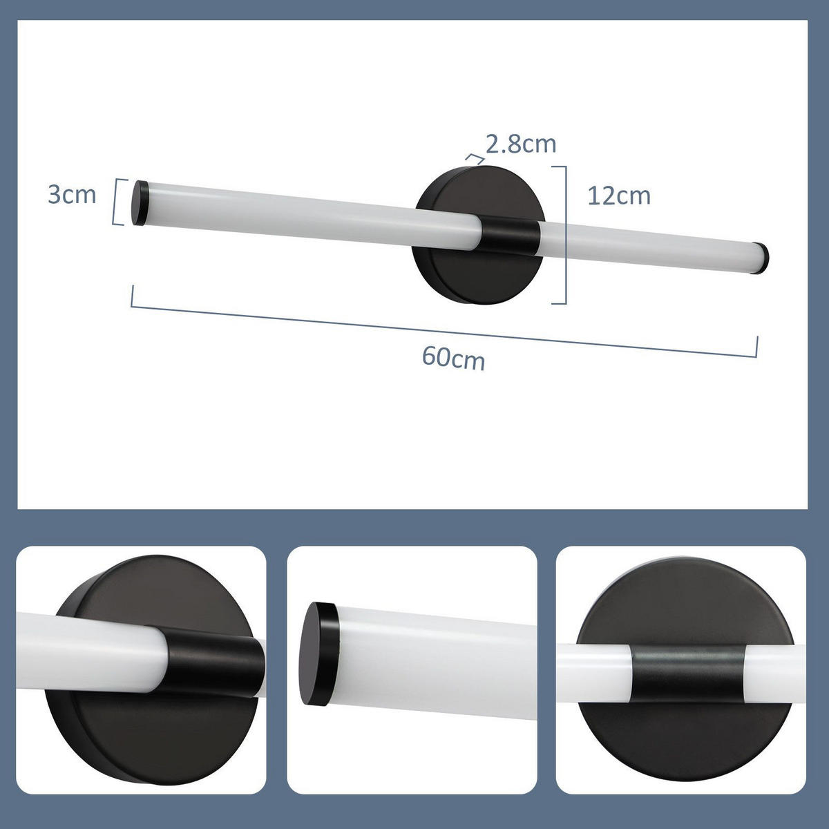 SPIEGELLEUCHTE ALBSTADT II 60/12/6.6CM - Schwarz, Metall (60/12/6.6cm) - Nettlife