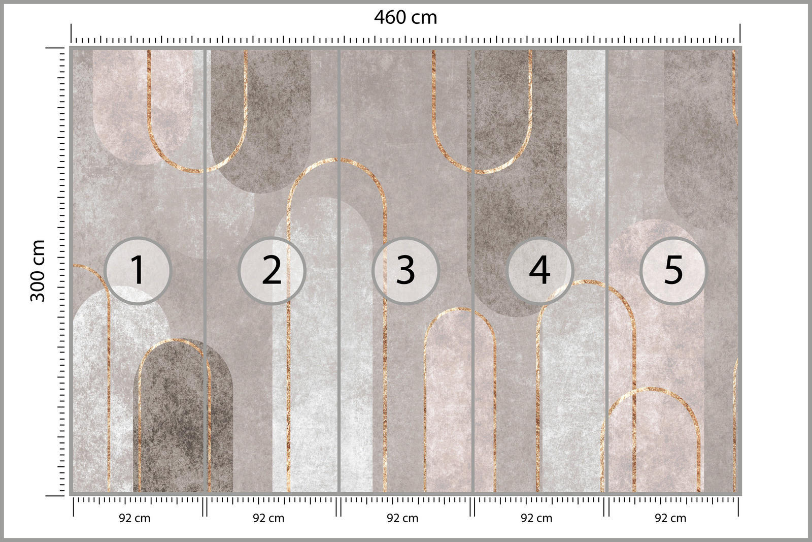 FOTOTAPETE Abstraktion Geometrische Muster Für Wohnzimmer 460x300cm - Beige/Weiß, Papier (460/300cm) - Muralo