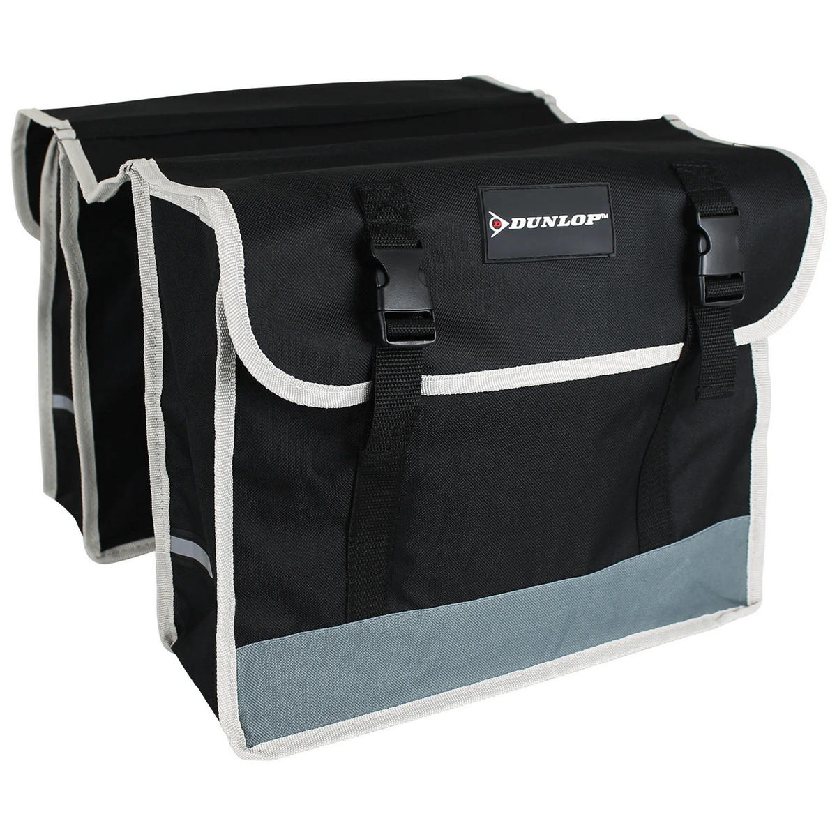 FAHRRADTASCHE Doppel 2x13L, Wasserdicht, Gepäckträgertasche, Nylon, Reflektierende Streifen, Sicherheit, Klettverschluss, Schwarz, Fahrrad, Tasche - Schwarz, Textil (36/30/12cm) - Dunlop