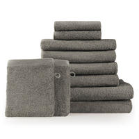 HANDTUCH 8-teilig, 2x Badetuch 70/140 + 4x Handtuch 50/100 + 2x Gästetuch 30/30 + 2x Waschlappen 15/20 cm, Grau - Grau, Textil (70/140cm) - Blumtal