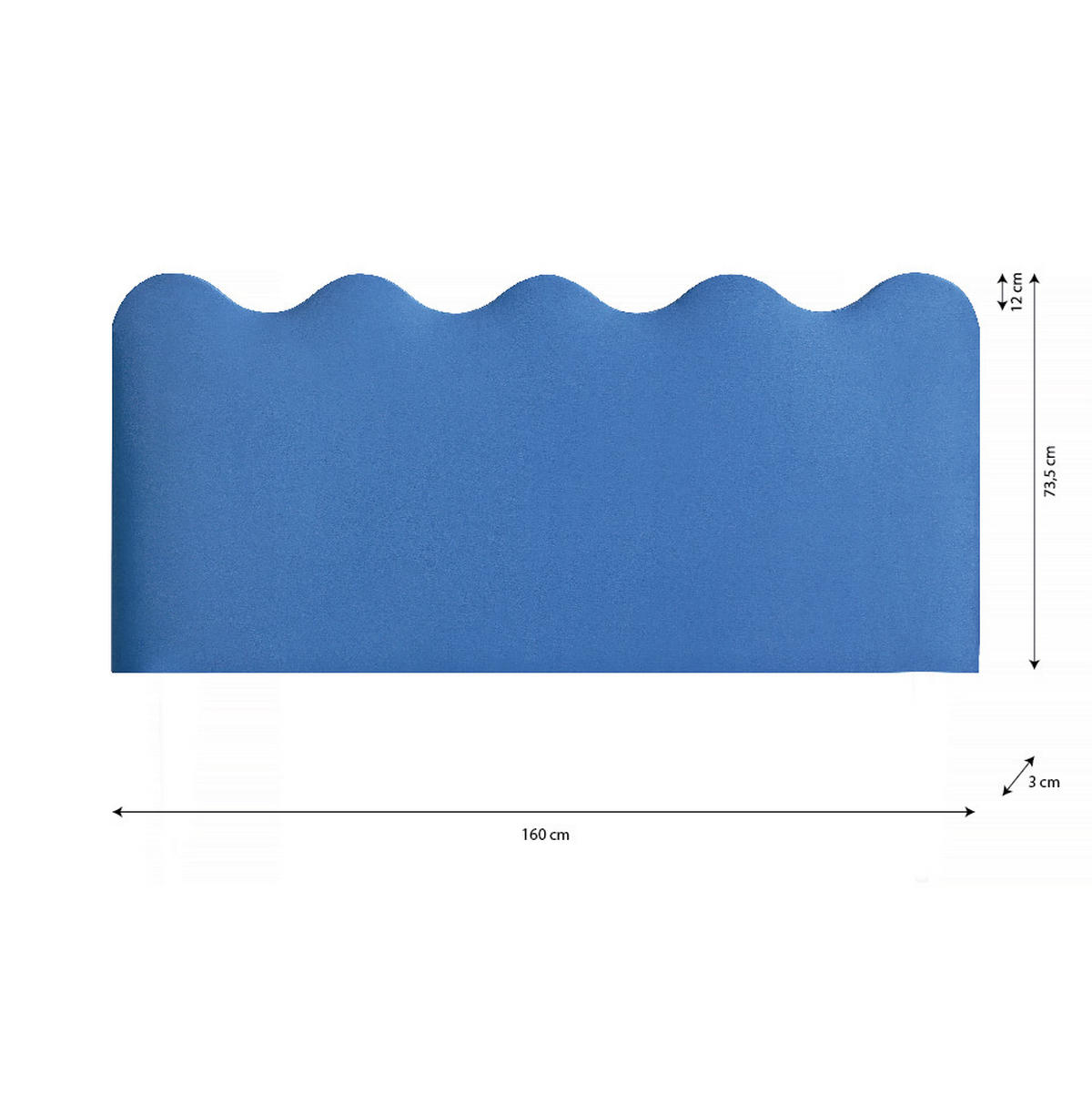 KOPFTEIL gewellt, Blau Prusse 160x73,5cm - Blau, Textil (160/74/3cm) - RNT By Really Nice Things