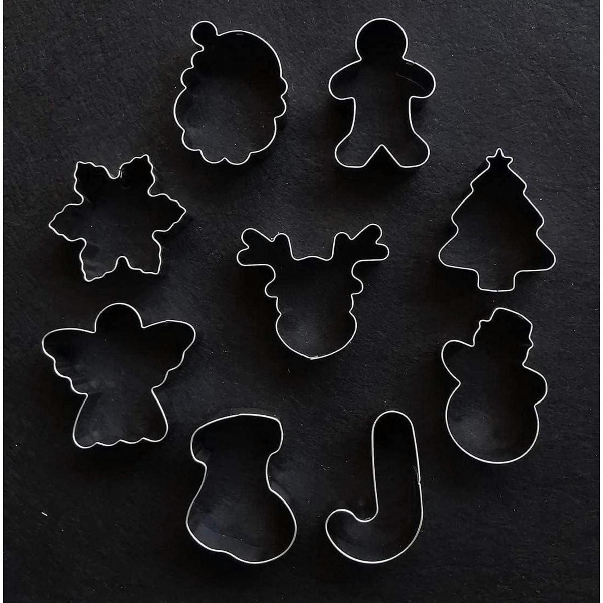 AUSSTECHFORMEN Set 9-teilig Weihnachten mit 100 Keks-Tüten - Silberfarben, Metall (16.3/2.2/26.1cm)