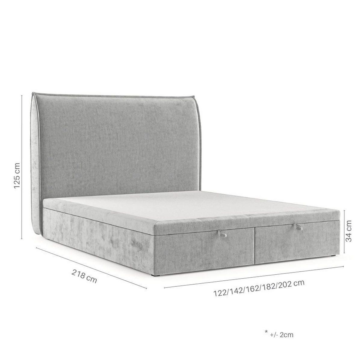 POLSTERBETT Tuvalu mit Stauraum 180/200 cm Hellgrau im Lotta Stoff - Hellgrau/Schwarz, Holz/Holzwerkstoff (180/200cm) - AltaBeds