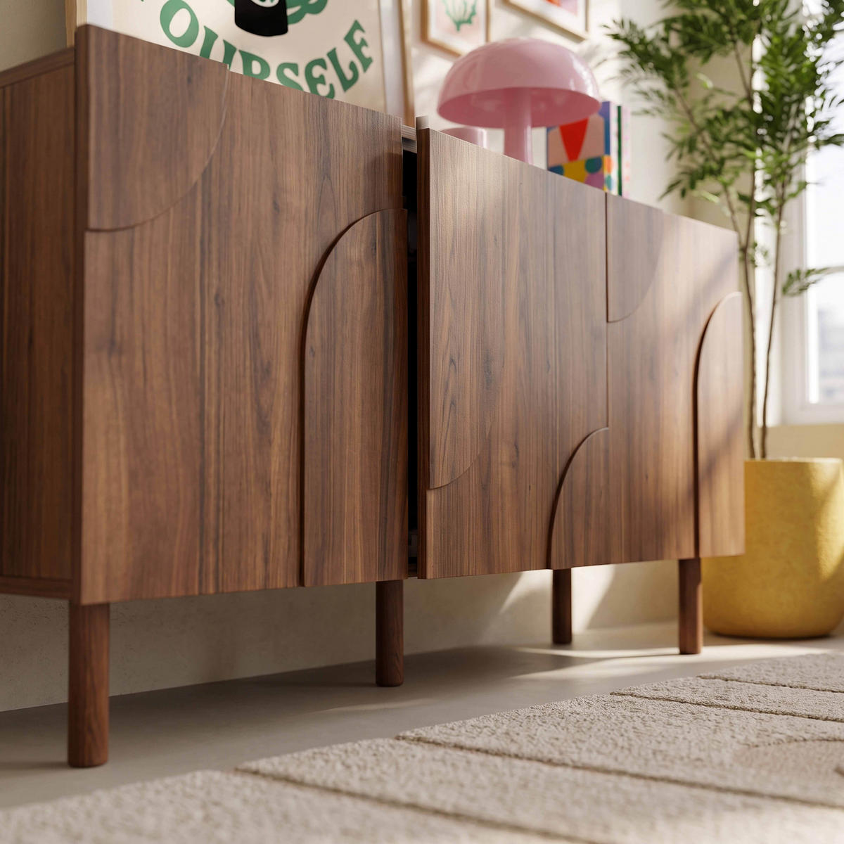 SIDEBOARD, Braun - Braun, Holz (160/75/40cm) - Oviala