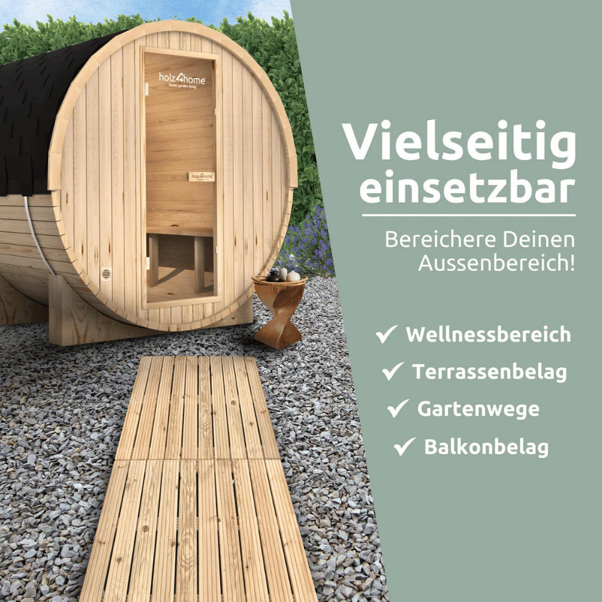 HOLZFLIESE Kiefernholz 95x95cm Terrassenfliese quadratisch - Braun, Holz (95/95/3.8cm) - DELUKE