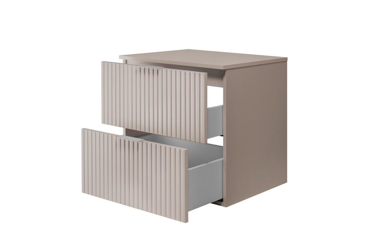 WASCHBECKUNTERSCHRANK, Kaschmir, 60 x 57 x 46 cm, silberner Griff + Arbeitsplatte - Beige/Silberfarben, Holzwerkstoff (60/57/46cm) - 3XE LIVING