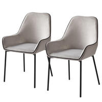 POLSTERSTUHL - 2er-Set - Samt & Webstoff / Metall - Grau, Textil/Metall (58/89/58cm) - home24