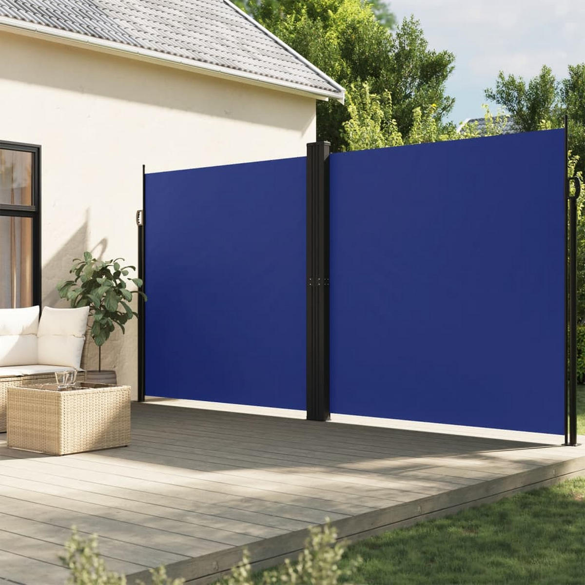 SEITENMARKISE Ausziehbar Blau 200x600 cm - Blau, Textil (600/200/600cm) - furnicato