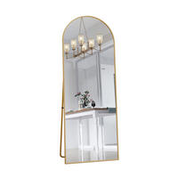 GANZKÖRPERSPIEGEL 53x162 cm, gebogener Aluminiumrahmen, freistehend oder Wandmontage in Gold - Goldfarben, Glas/Metall (53/3/162cm) - BRILVERDE