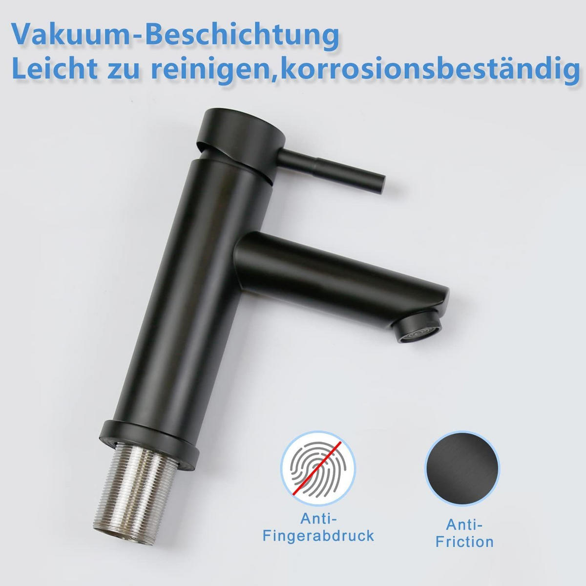 WASCHTISCHARMATUR Everett 17.4/10/17.4 cm - Schwarz, Metall (10/17.4/17.4cm) - Nettlife