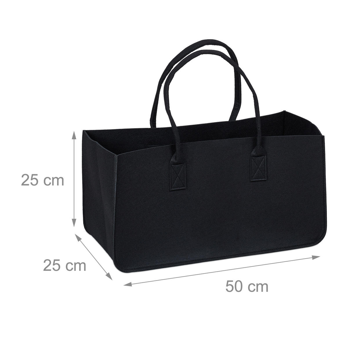 2XKAMINHOLZTASCHE - Schwarz, Textil (50/25/25cm) - Relaxdays