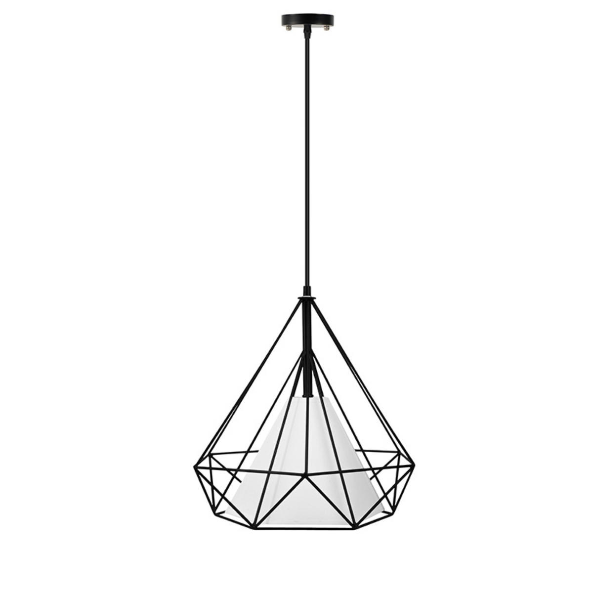 HÄNGELEUCHTE ACOS, Schwarz - Schwarz, Textil/Metall (37/37/36cm) - KONSIMO®