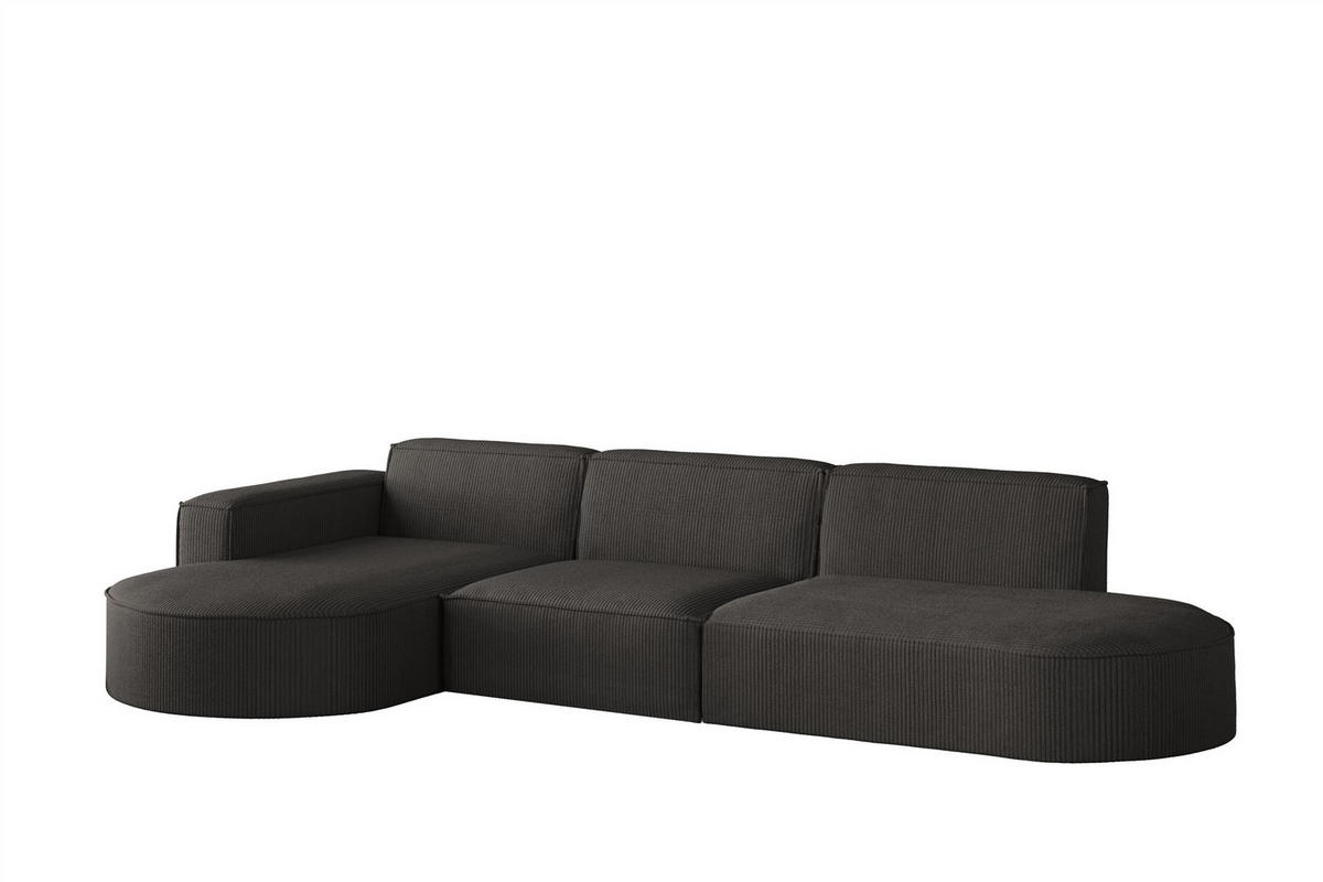 ECKSOFA Palma In Scala - Anthrazit, Holzwerkstoff/Textil (296/165cm) - Fun Möbel