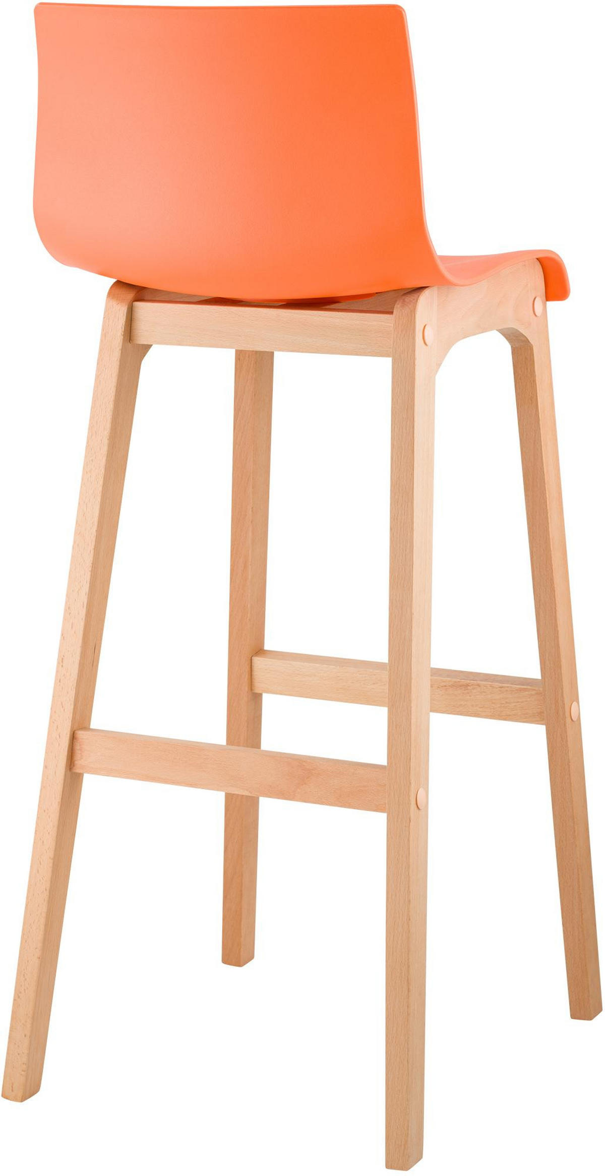 BARHOCKER 2er Set Holz Orange - Eukalyptusholzfarben/Orange, Holz (41/102/46cm) - CLP
