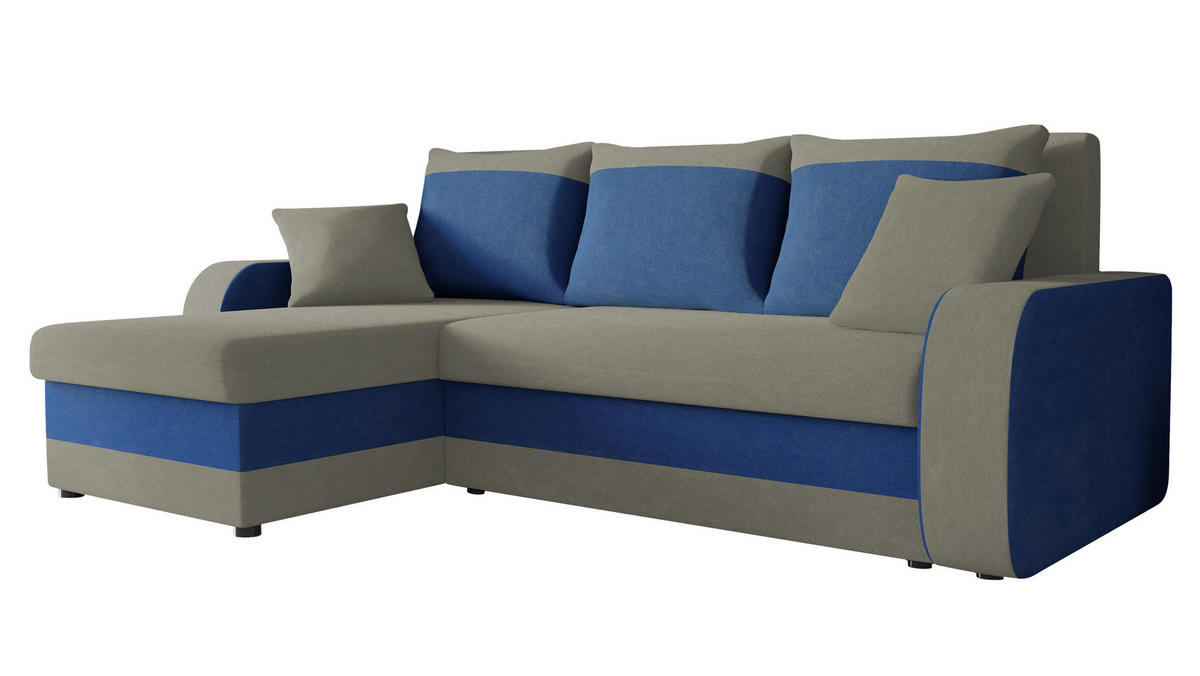 ECKSOFA Kris - Blau/Schwarz, Holz/Kunststoff (238/147cm) - MIRJAN24