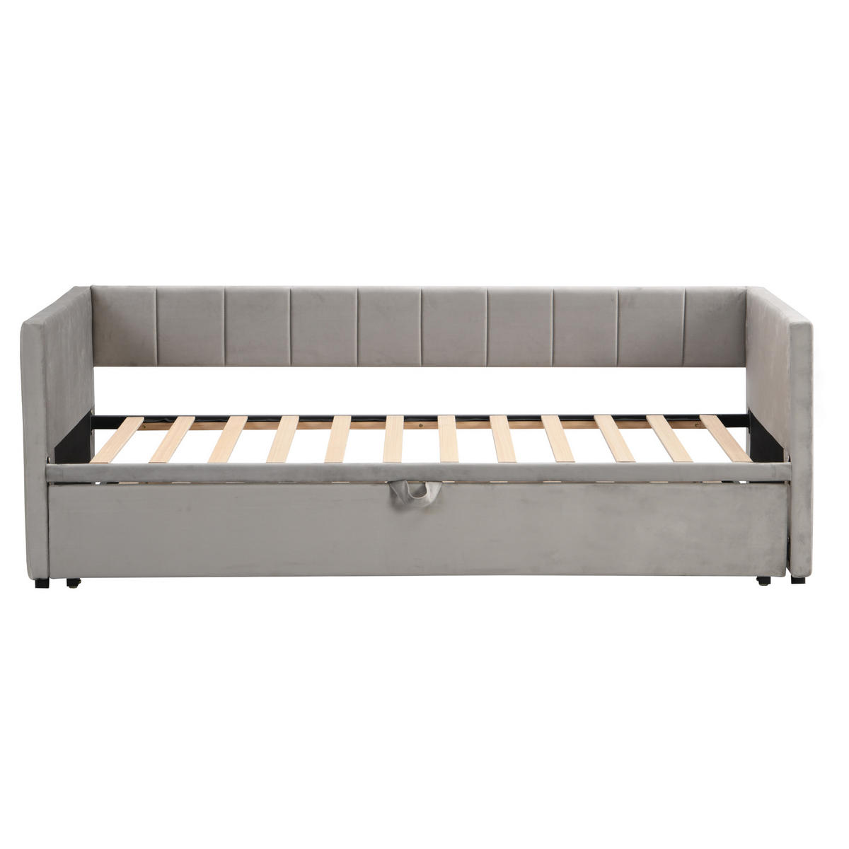 SCHLAFSOFA ausziehbar 90/180x200 cm Samt Grau - Grau, Metall (90/200cm) - Meubliv