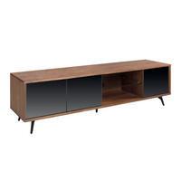 TV-ELEMENT Walnuss Glas Schwarz 180/45/50 cm - Transparent/Walnussfarben, Holz (180/50/45cm) - ANGEL CERDA