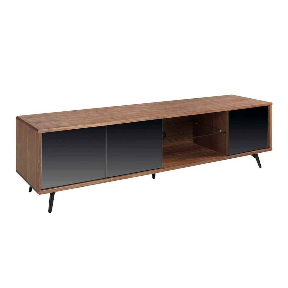 TV-ELEMENT Walnuss Glas Schwarz 180/45/50 cm - Transparent/Walnussfarben, Holz (180/50/45cm) - ANGEL CERDA