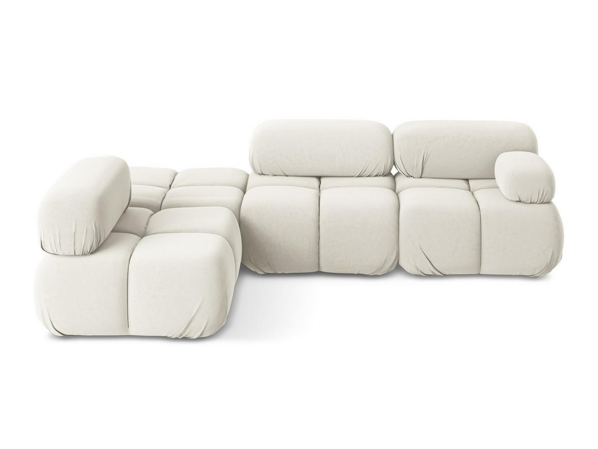 ECKSOFA Links Samt Stoff Beige - Beige/Creme, Kunststoff/Textil (190/285cm) - Makamii