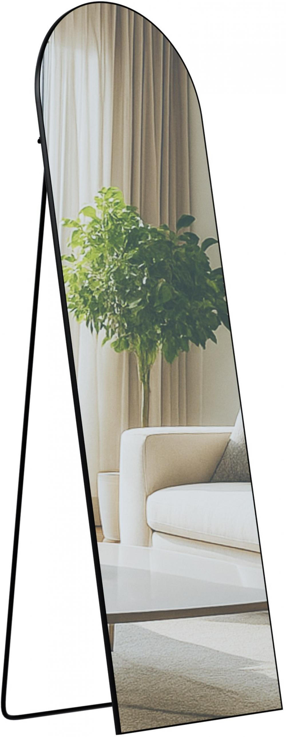 STANDSPIEGEL oval 50/3/160 cm Glas Schwarz-Matt - Schwarz, Glas (50/160/3cm) - CLP