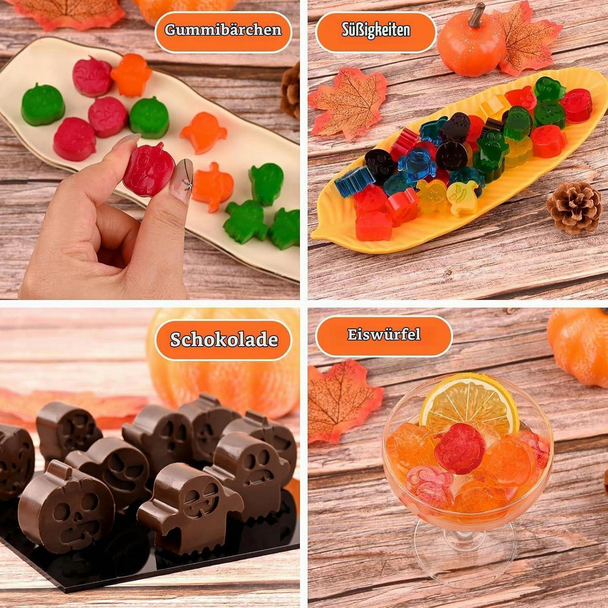 BACKFORM 2-teiliges Set Halloween Kürbis Geist - Orange, Kunststoff