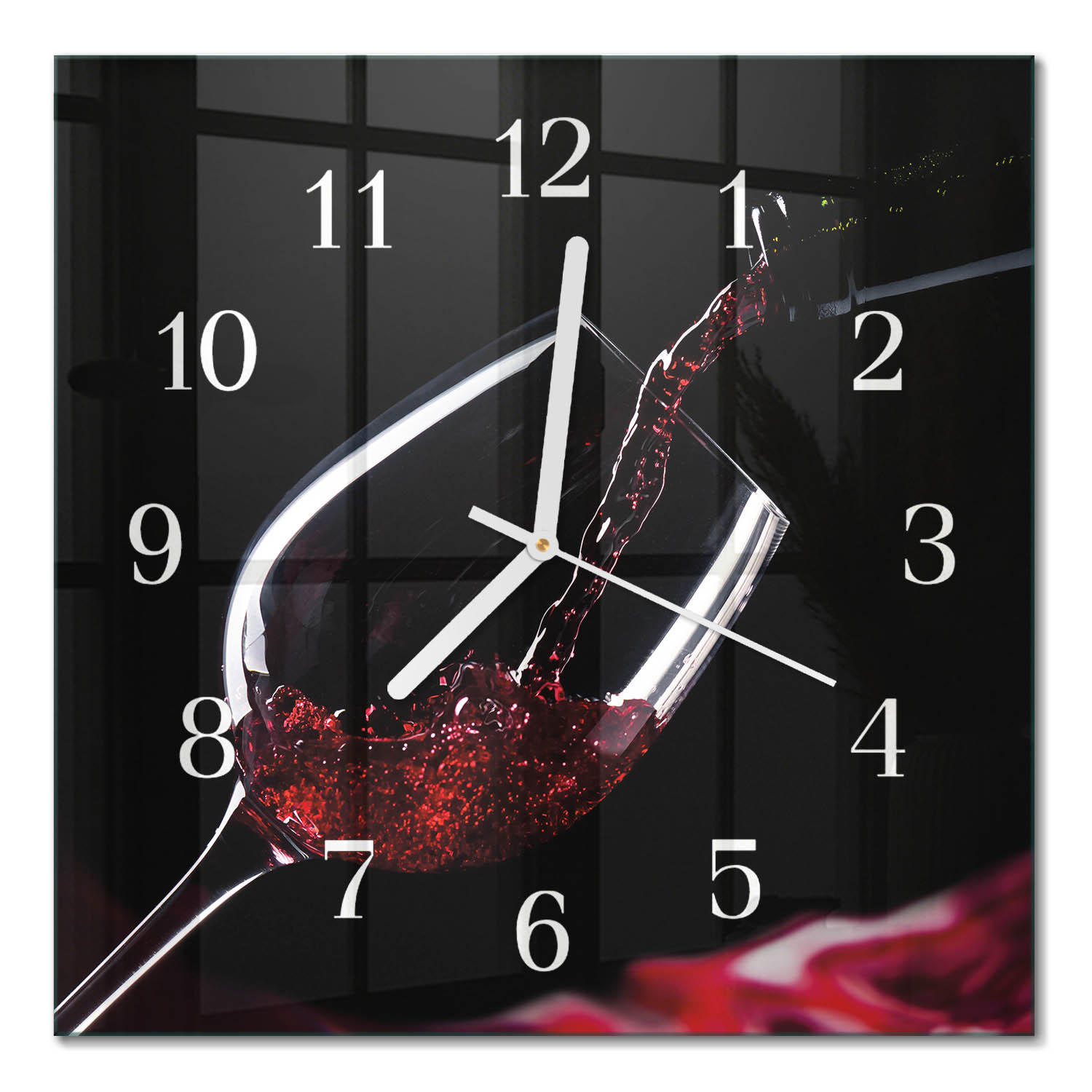 WANDUHR 30x30 cm - Wein - Schwarz, Glas (30/30/0.4cm) - TULUP