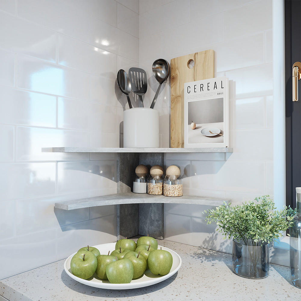 ECKREGAL Roman Beton 43.5 x 37 cm - Grau, Holzwerkstoff (43.5/37/43.5cm) - Vicco