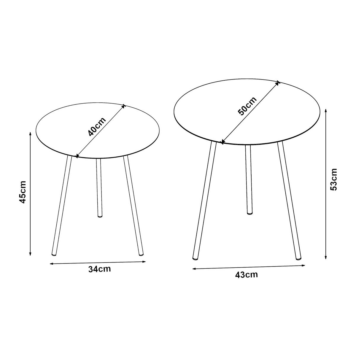 BEISTELLTISCH-SET 2 TLG. Sula - Schwarz, Metall (50/50/53cm) - [en.casa]
