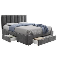 POLSTERBETT 140/200 cm Grau mit Lattenrost und 4 Schubladen - Grau, Textil (140/200cm) - OKWISH