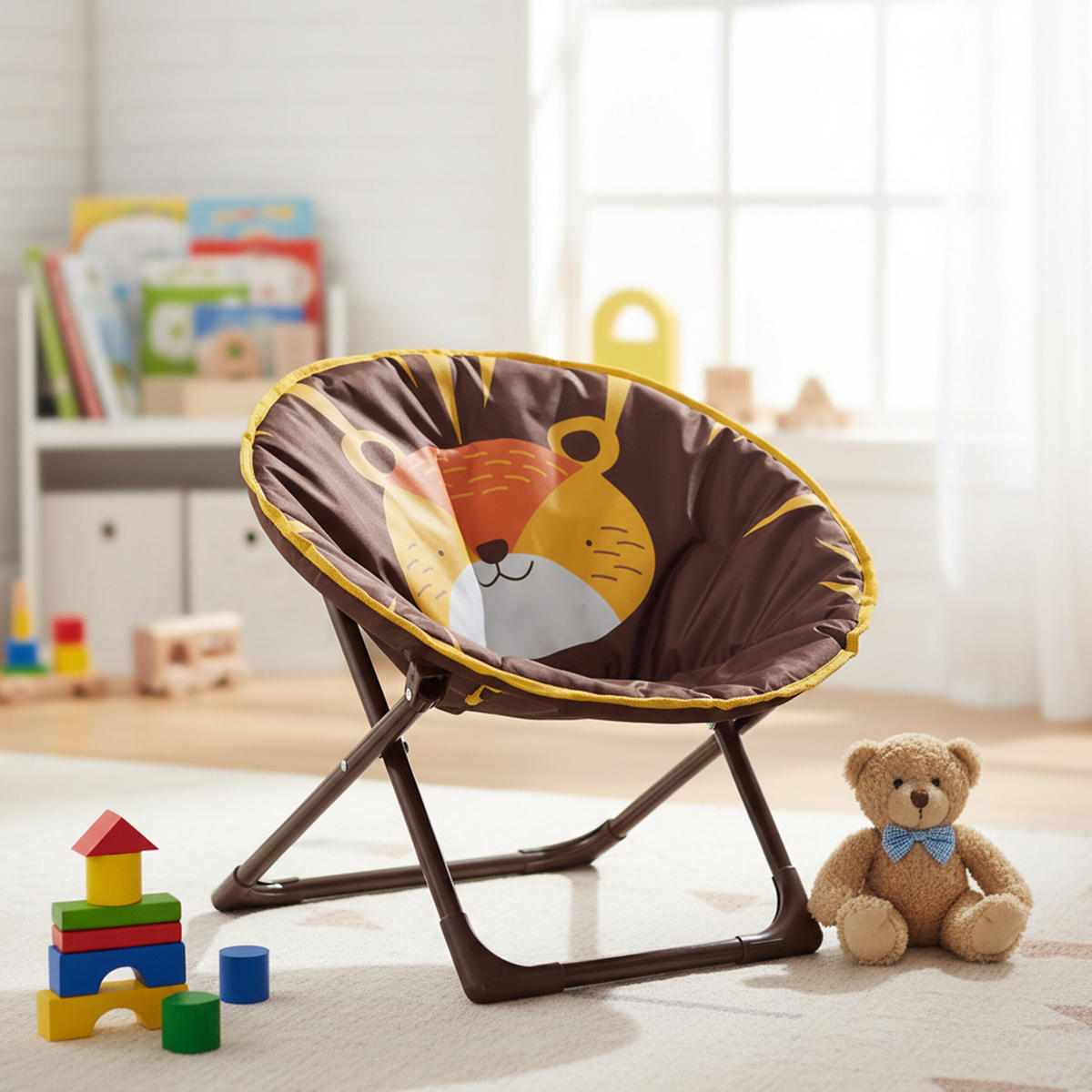 FOTOLIU Multicolor pliabil leu - maro închis, material plastic/material textil (50/47/48cm) - Relaxdays