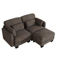 ECKSOFA 2-Sitzer L-Form mit Ottomane, DE-42686, Braun - Braun, Holz (176/143cm) - ComfortXL