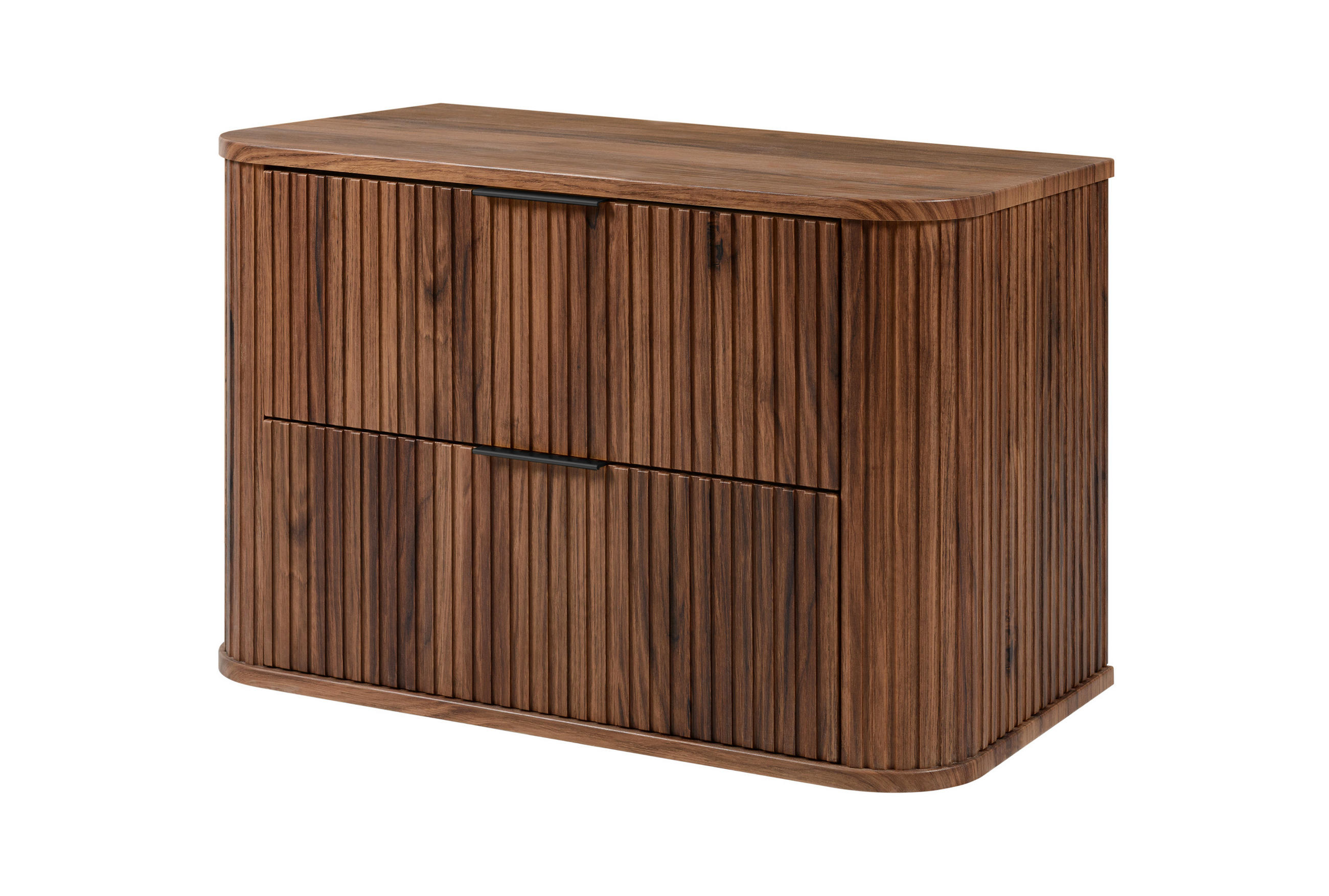 BADEZIMMERSCHRANK, Eiche-Nussbaum, Schwarze Griffe, 41,5 x 80 x 51,7 cm - Dunkelbraun/Schwarz, Holzwerkstoff/Kunststoff (80.4/51.7/41.5cm) - 3XE LIVING