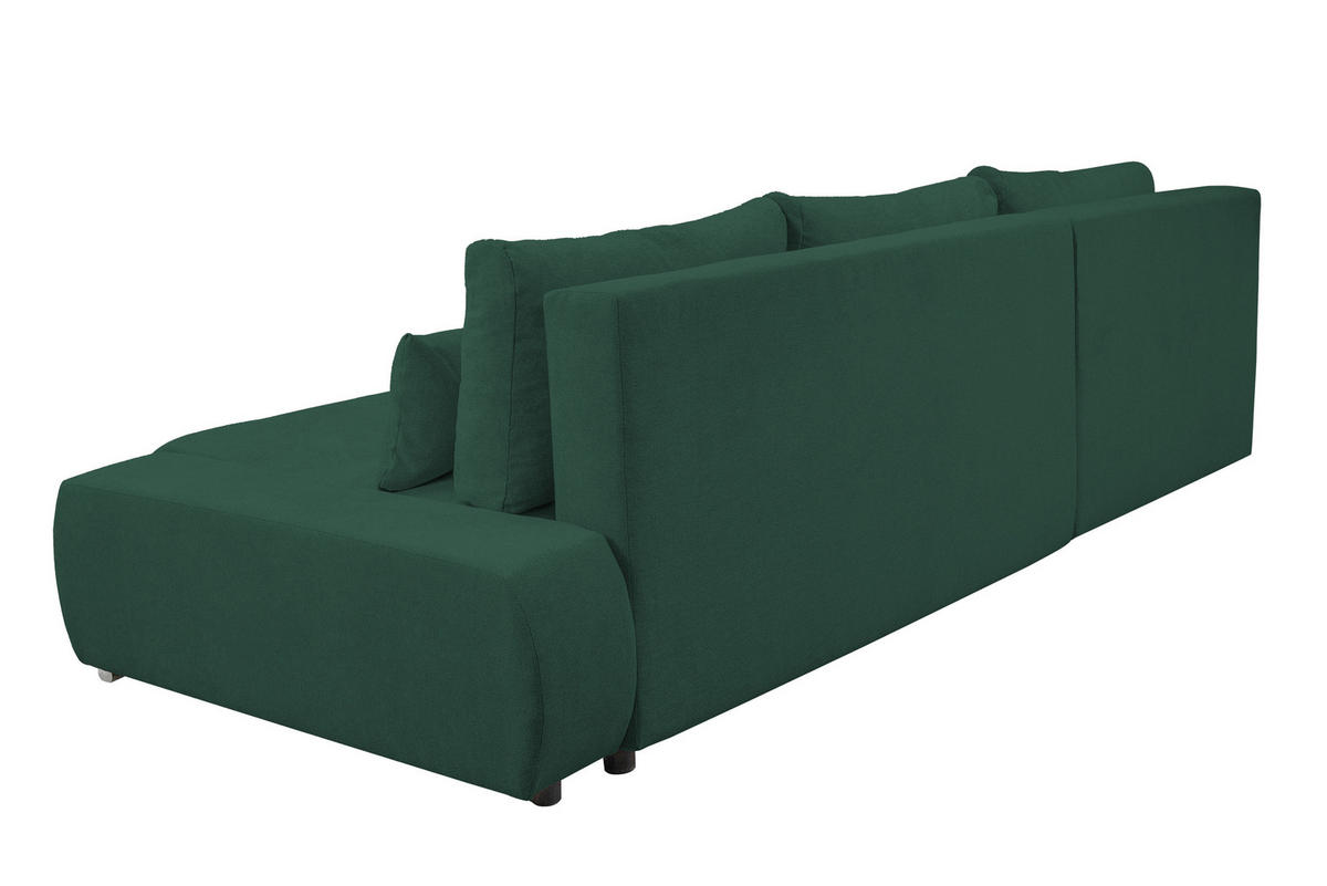 ECKSOFA Bloom mit Bettkasten und Schlaffunktion L-Form - Grün, Textil (267/185cm)