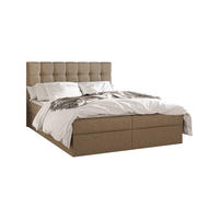 BOXBETT - Bett 05 OSLO - Hugo - 140x200 cm - mit Bettkasten und Waschbarem Topper - Cappuccino, Holz (140/200cm) - ROYAL24_MARKT