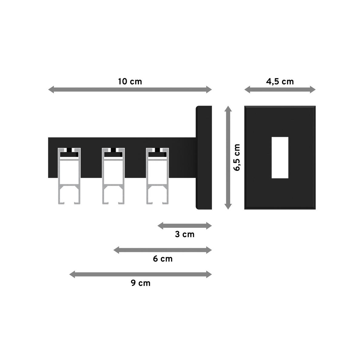 INNENLAUF-GARDINENSTANGEN-SET Smartline Paxo 480 cm (geteilt in 3 x 160 cm), 3-läufig, 14x35 mm Schwarz - Schwarz, Metall (480cm) - INTERDECO