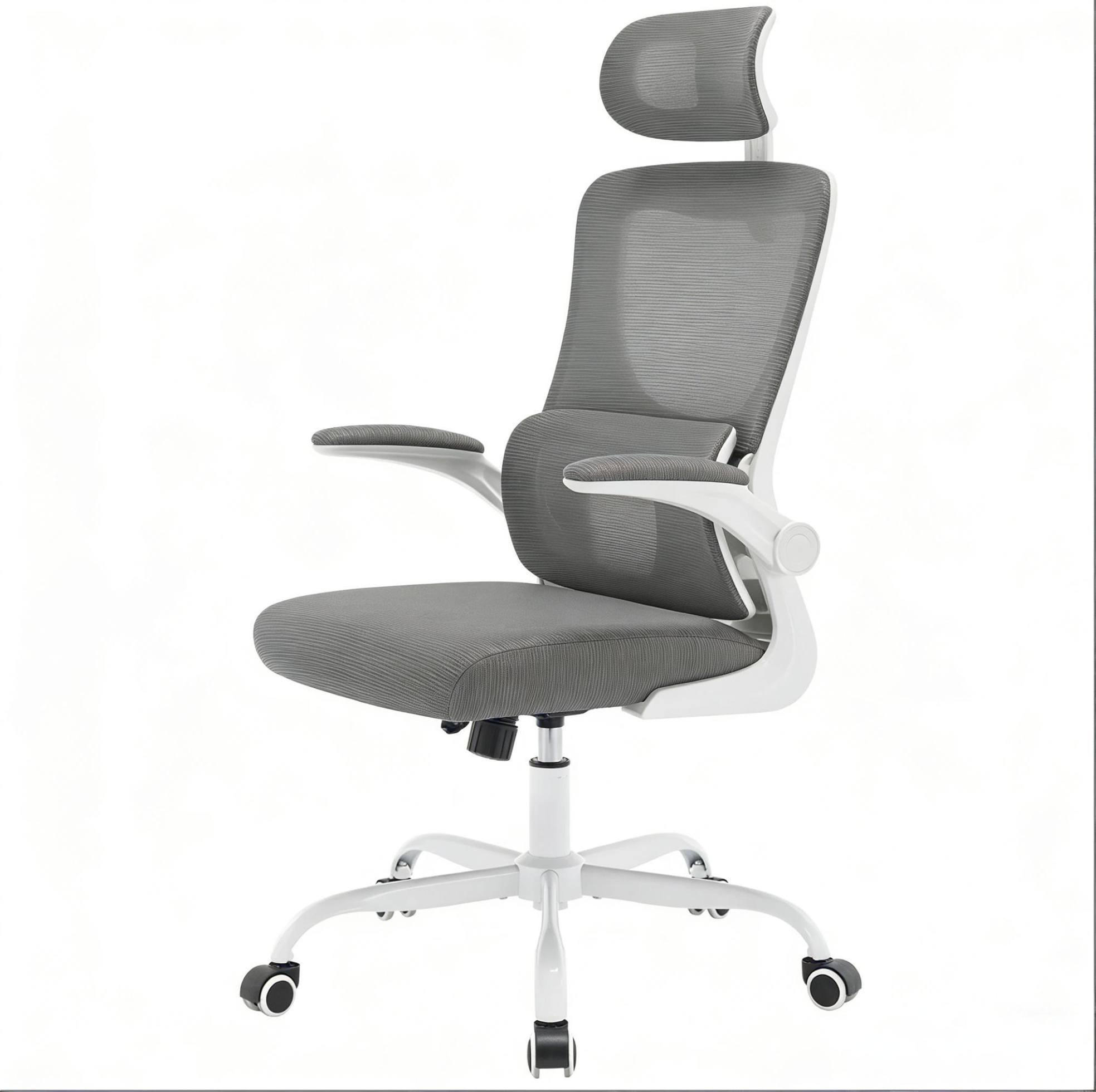 BÜROSTUHL ergonomisch höhenverstellbar Grau mit Rollen - Grau, Metall (62/123.5/67.5cm) - Meubliv