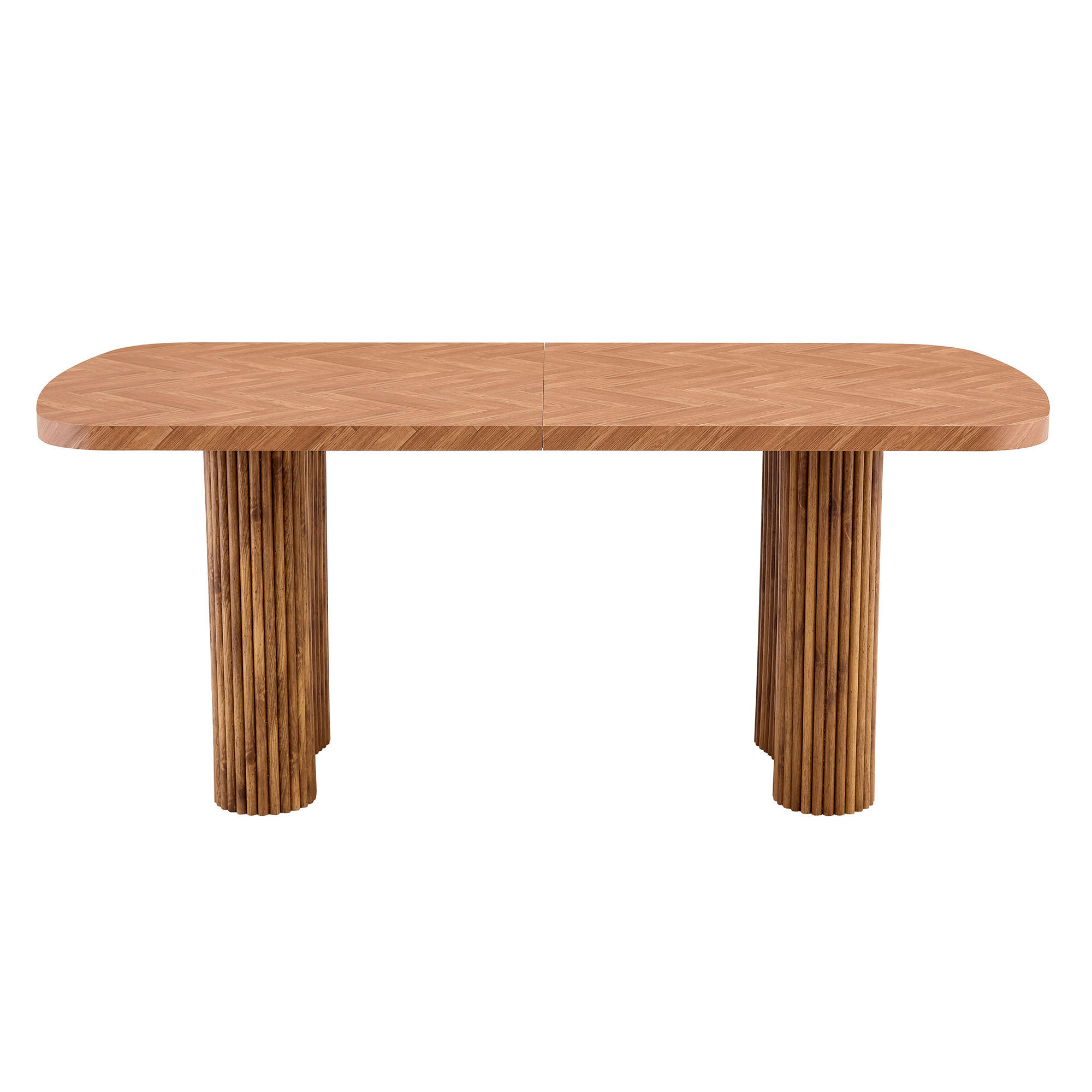 ESSTISCH 180/90/76 cm nussbaumfarben aus MDF mit bogenförmigem Säulengestell - Braun, Holzwerkstoff (180/90/76cm) - OKWISH