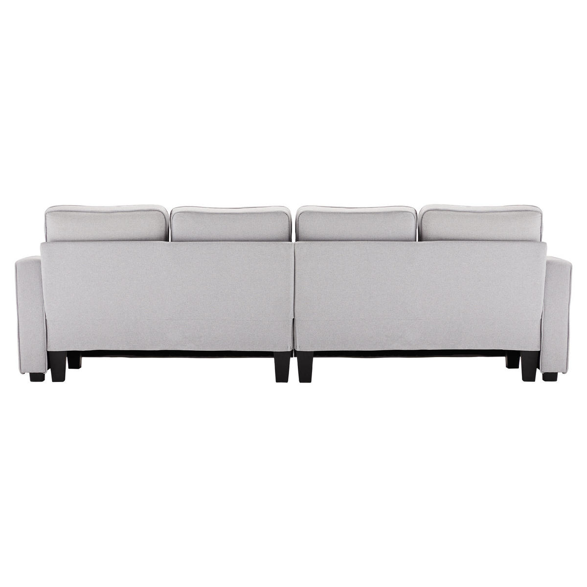 4-SITZER Sofa Leinenstoff mit Taschen an Armlehnen und 4 Kissen 264/83/87 cm Hellgrau - Hellgrau, Textil (87/264/83cm) - Redom