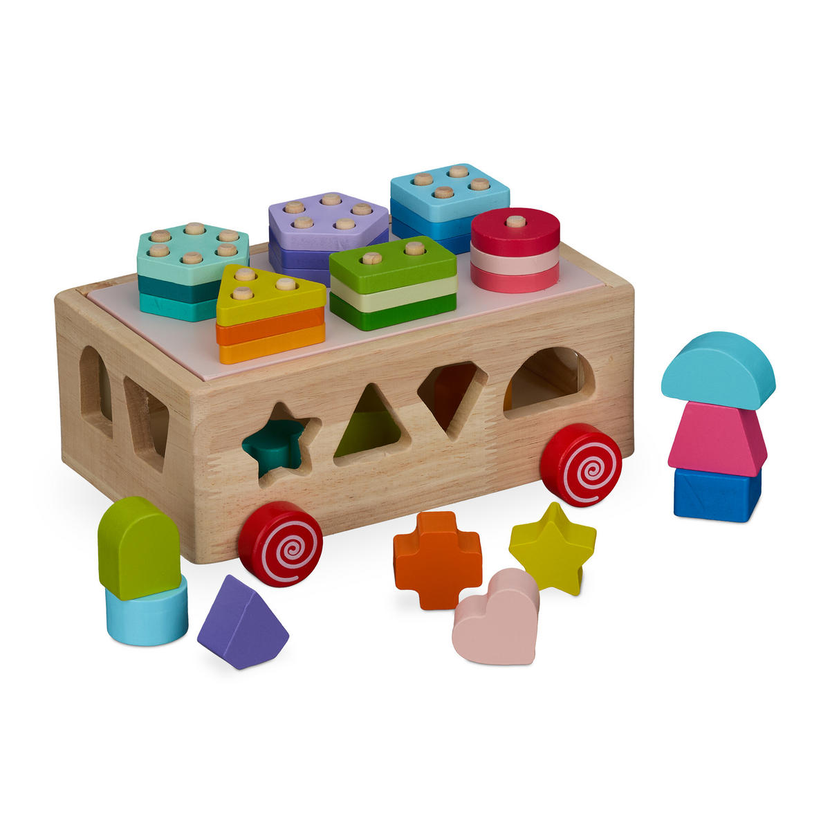 HOLZSTECKWÜRFEL - Multicolor, Holz/Holzwerkstoff (16.5/11.5/21.5cm) - Relaxdays