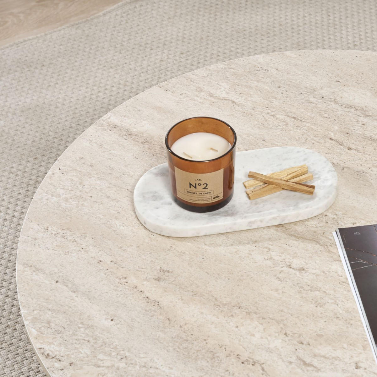 COUCHTISCH mit abgerundeter Platte - soleil 90/90/40 cm - Beige, Holzwerkstoff (90/90/40cm) - Calicosy